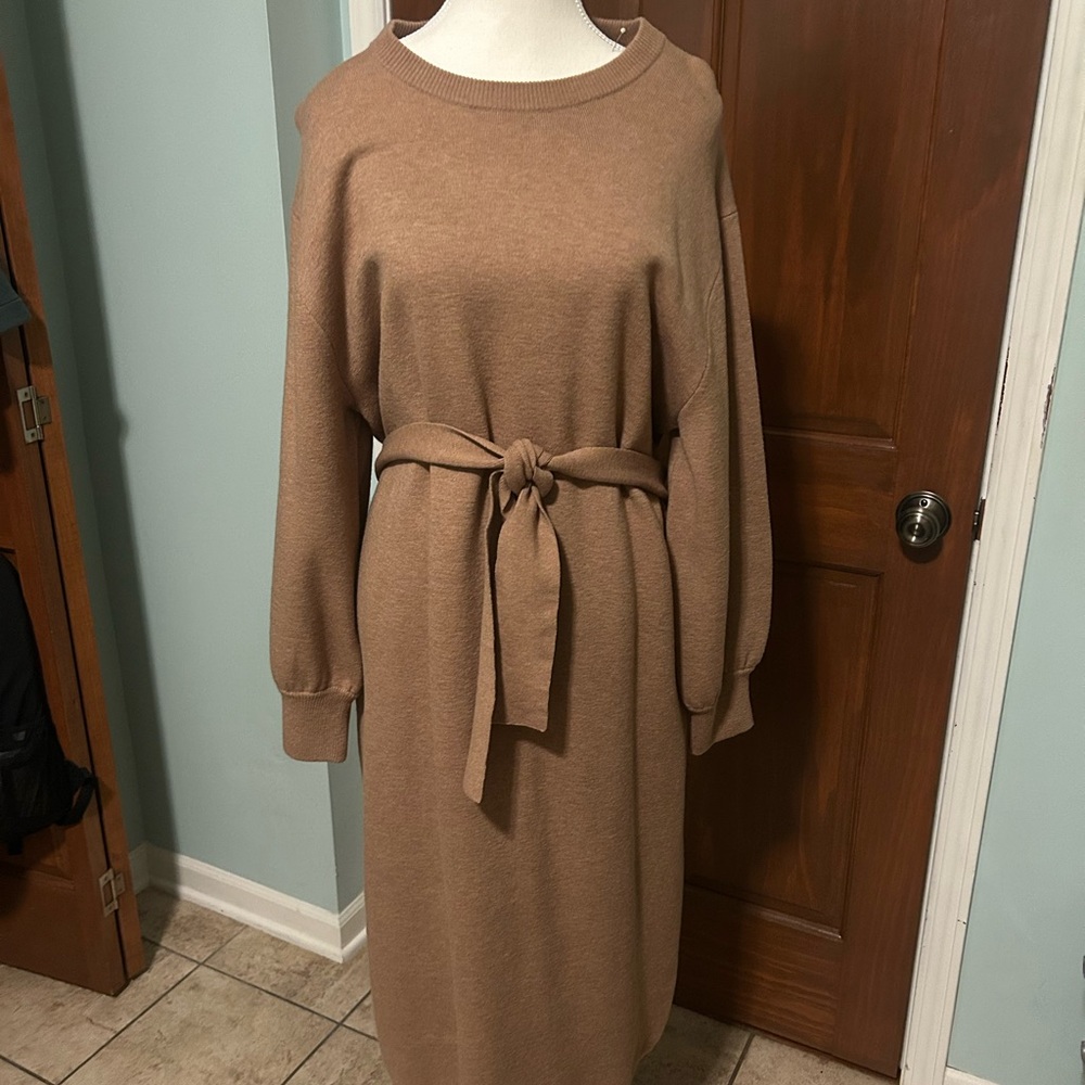Hugo Boss Long Sleeve Brown Sweater Dress
